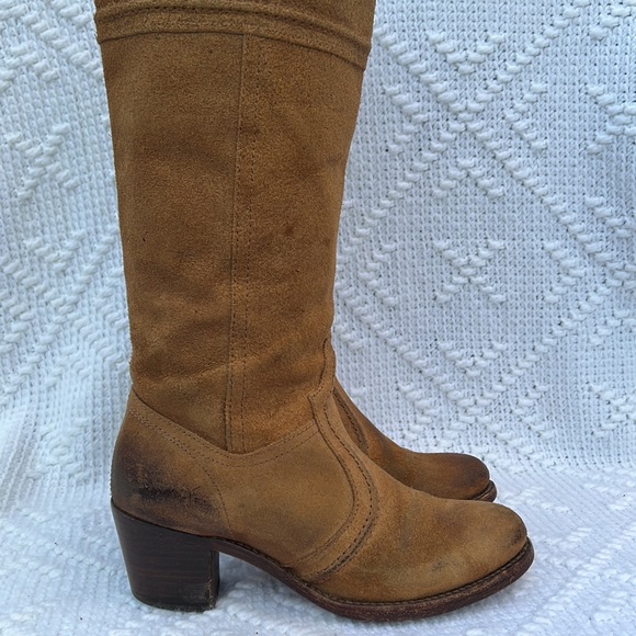 Women’s Frye Jane Stitch Oiled Suede Leather Boots sz 8 - Picture 3 of 14